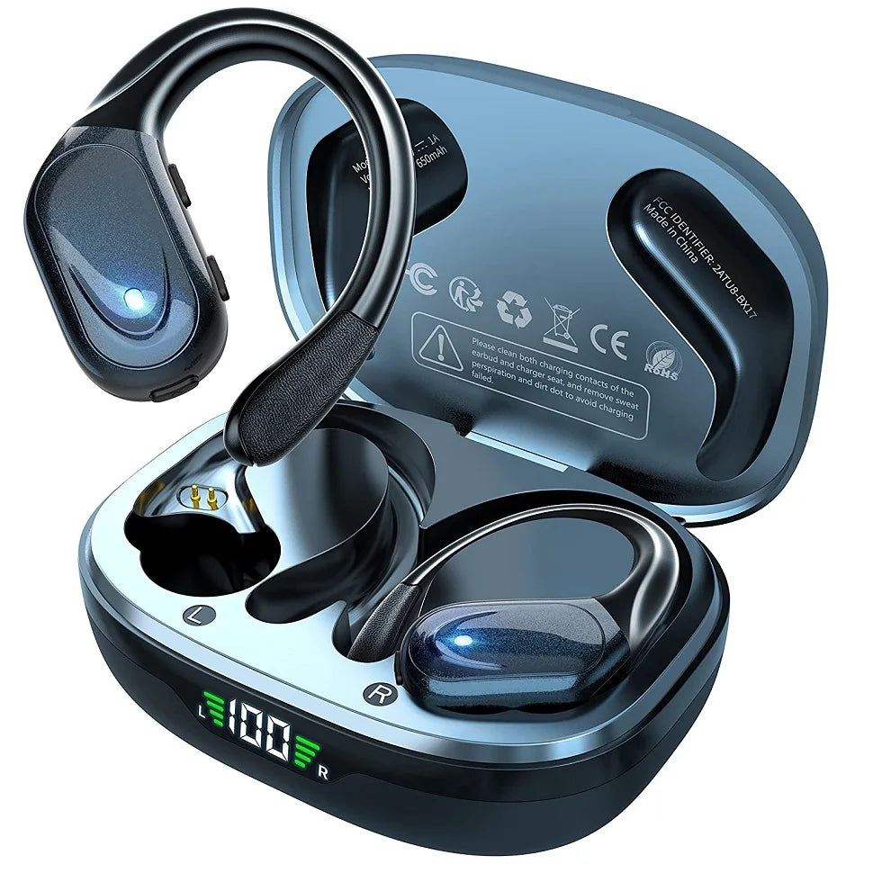 Bluetooth 5.3 Sport Earphones – TWS Earhook Headset with Mic, IPX6 Waterproof