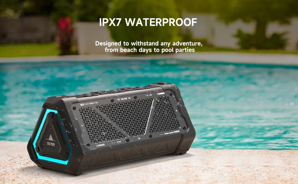 40W Outdoor Bluetooth Speaker – IPX7 Waterproof, RGB Lights, TWS, Micro SD, 12H Playtime