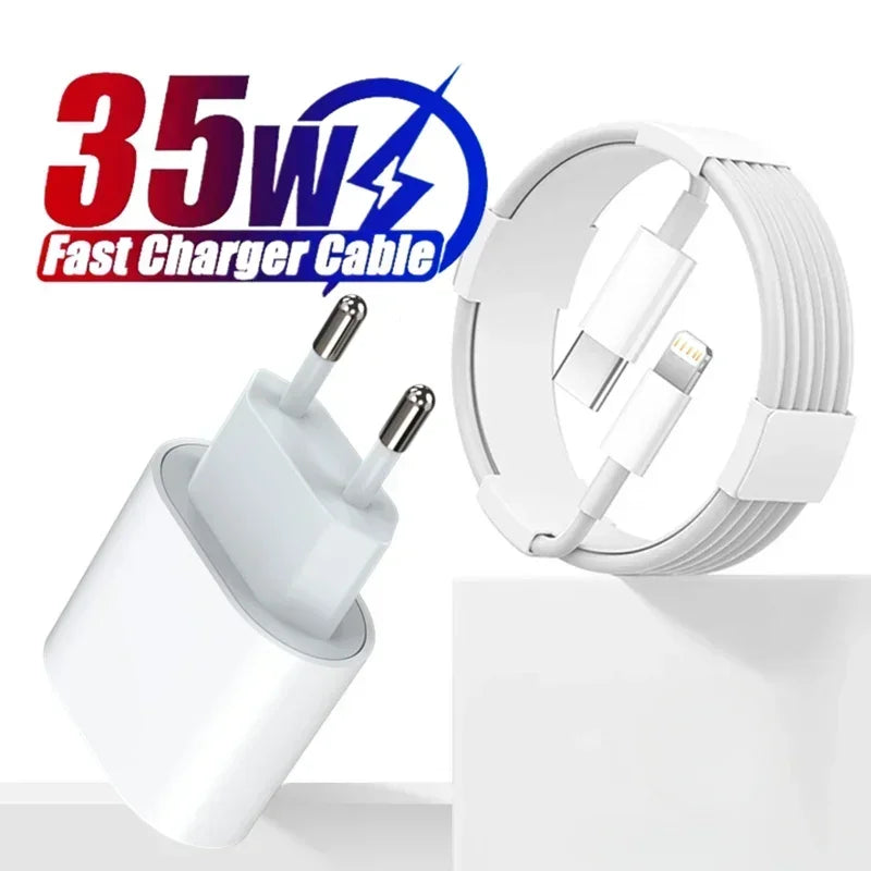 35W USB-C Fast Charger + Cable for iPhone & iPad | US & EU Plug