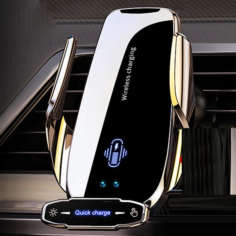Universal Car Phone Holder — Wireless & Wired Charging for iPhone, Android & USB-C