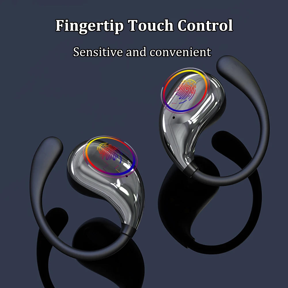 Bluetooth 5.4 Ear Hook Earbuds – HiFi Stereo, ANC, LED Display, Touch Control