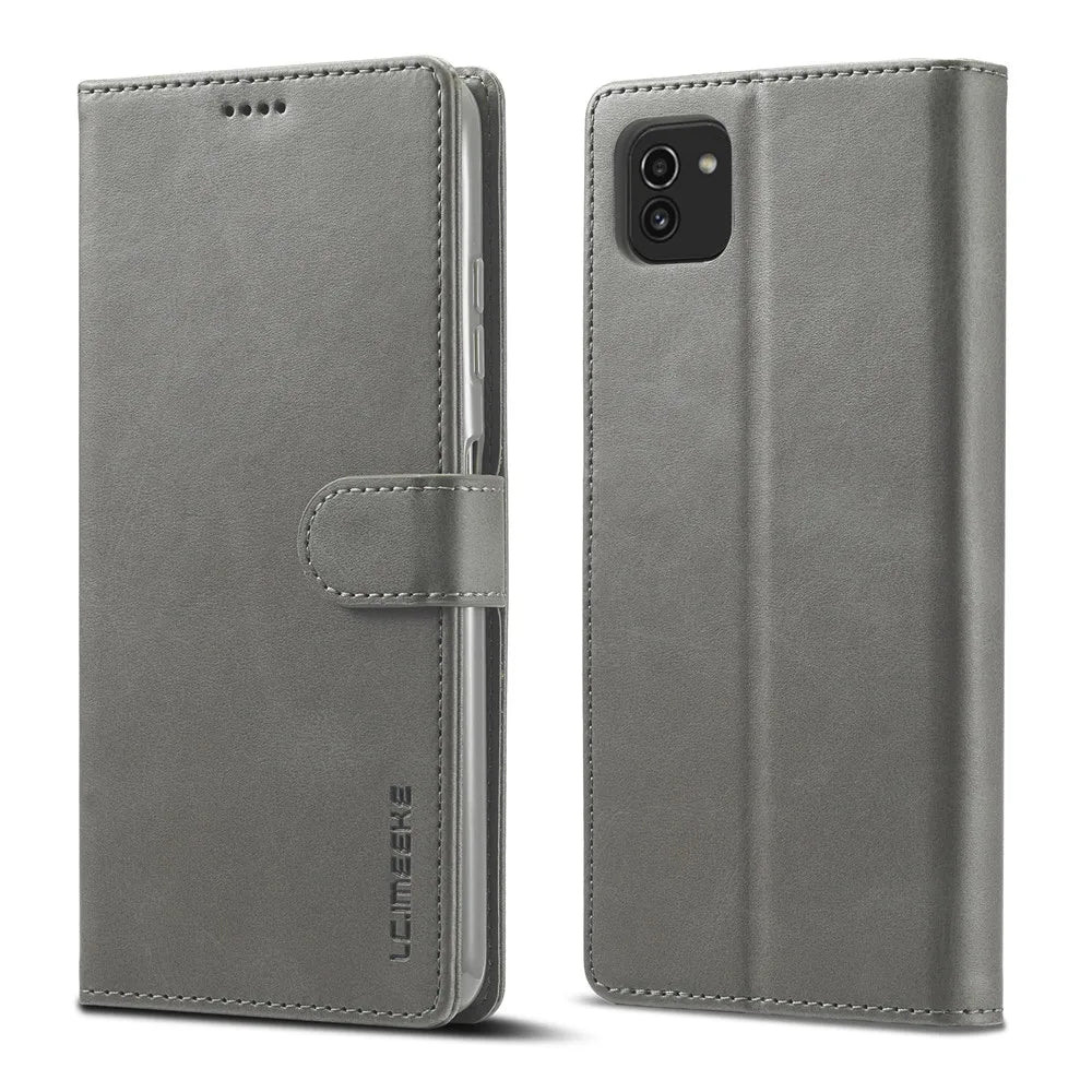 Samsung Galaxy A03 Leather Wallet Flip Case – Magnetic, Card Holder, Luxury Cover
