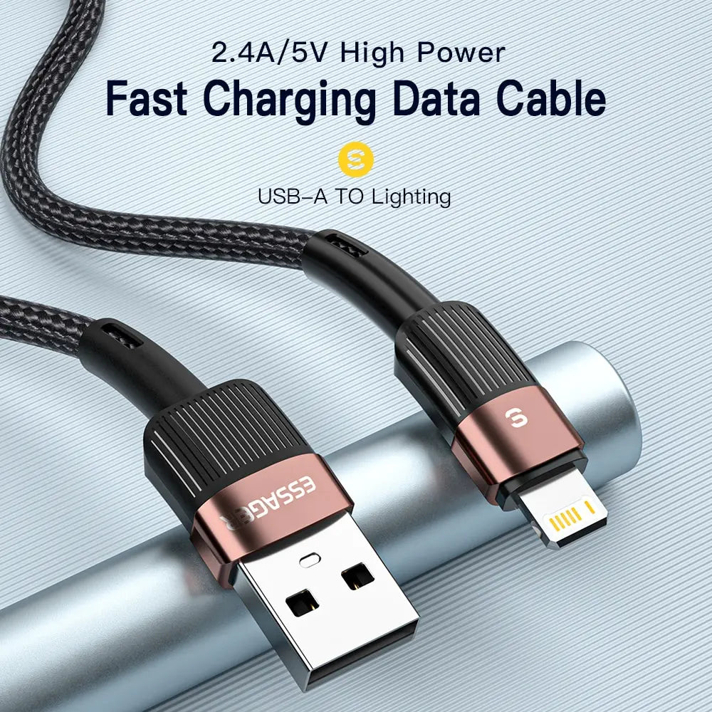 2.4A USB-A to Lightning Fast Charge Cable | Nylon Braided | iPhone & iPad