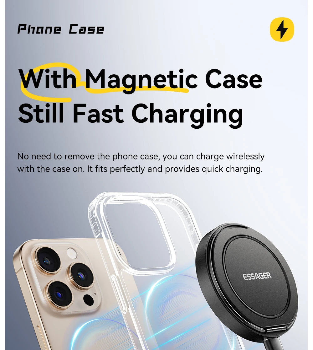 Essager 15W Magnetic Wireless Charger — iPhone 16/15/14/13 & AirPods