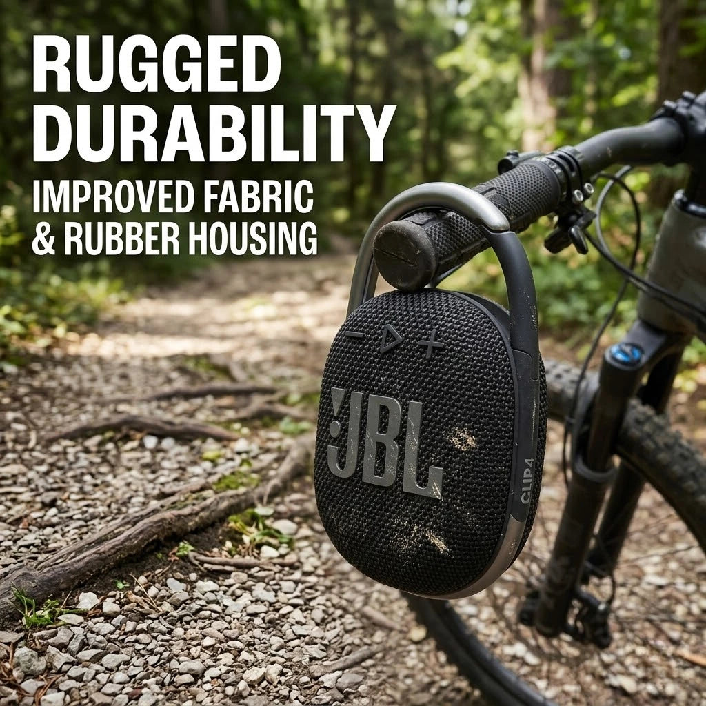 JBL Clip 4 Mini Bluetooth Speaker – IP67 Waterproof, Carabiner Clip, 10H Playtime