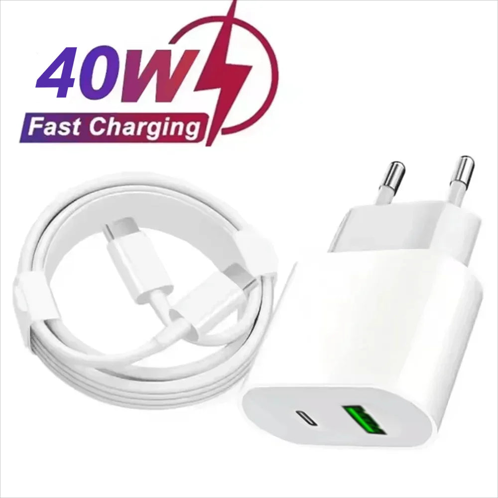 35W USB-C Fast Charger + Cable for iPhone & iPad | US & EU Plug