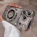 Diamond Glitter Magnetic iPhone Case — Transparent Plating with Lens Protection & Kickstand
