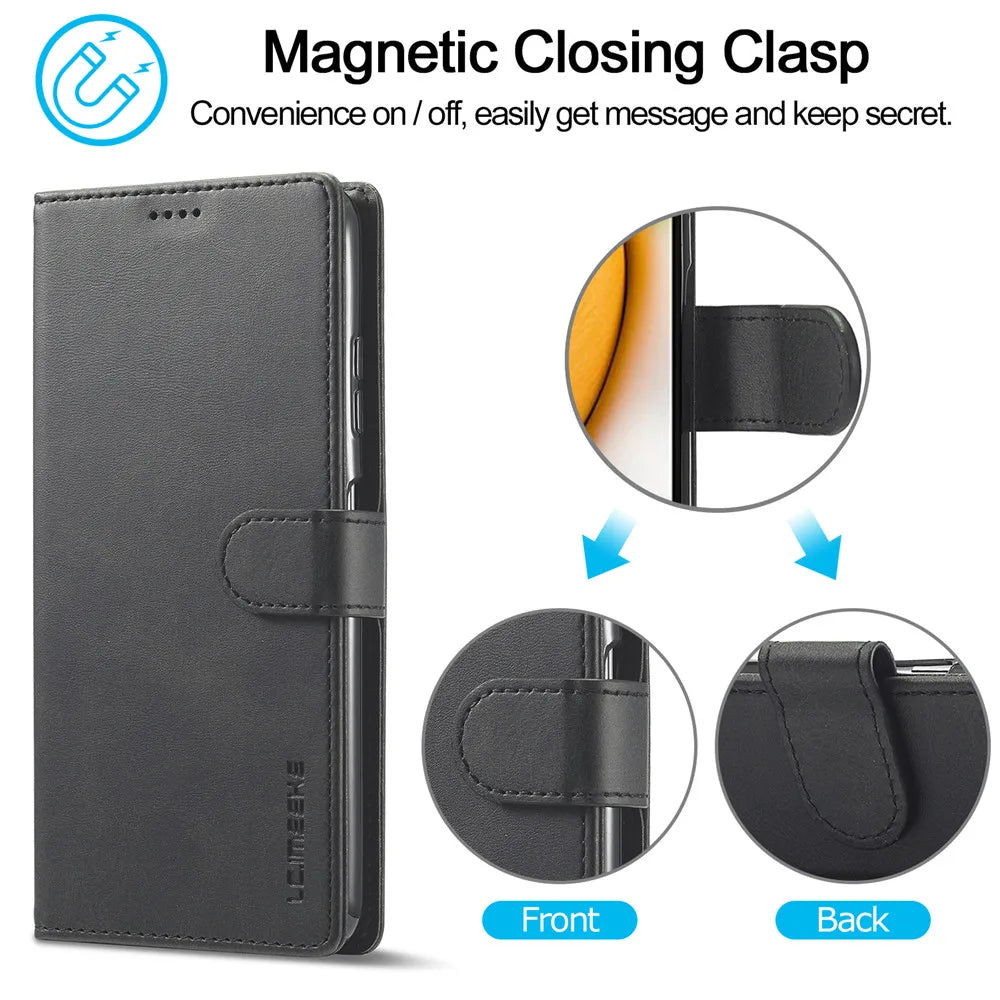Samsung Galaxy A03 Leather Wallet Flip Case – Magnetic, Card Holder, Luxury Cover