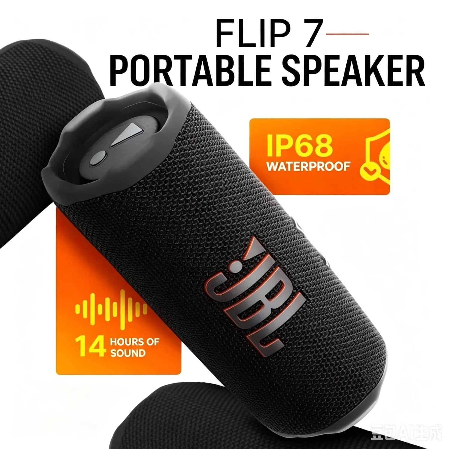 JBL Flip 7 Portable Bluetooth Speaker – IP68 Waterproof, 14H Playtime, Stereo Bass