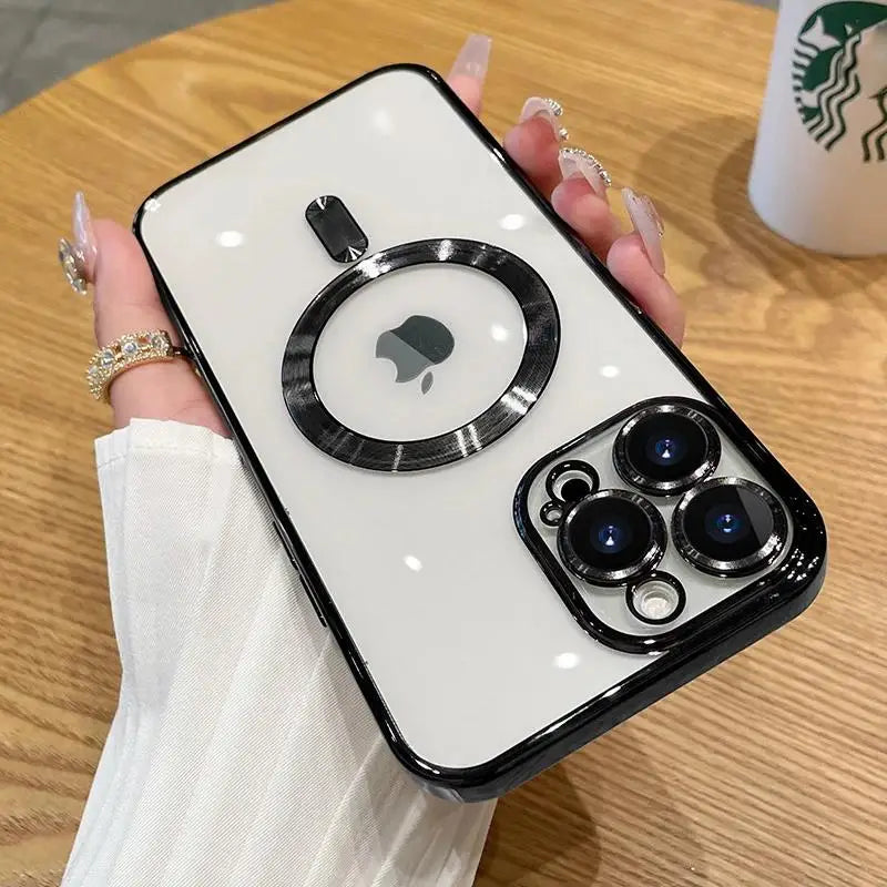 Magnetic Phone Case with Camera Lens Protector – MagSafe Compatible, Multi-Color