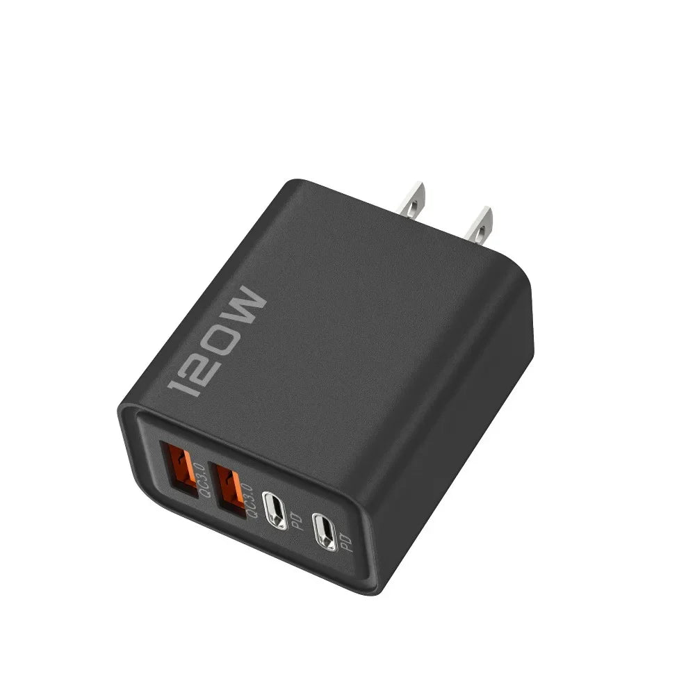120W 4-Port USB-C Fast Charger | USB-C & USB-A | US, EU & UK Plug