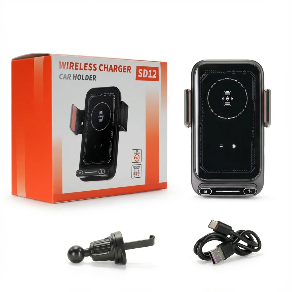 Smart Auto-Sensing Car Phone Mount — 15W Wireless Charging, One-Touch Release & 90° Rotation