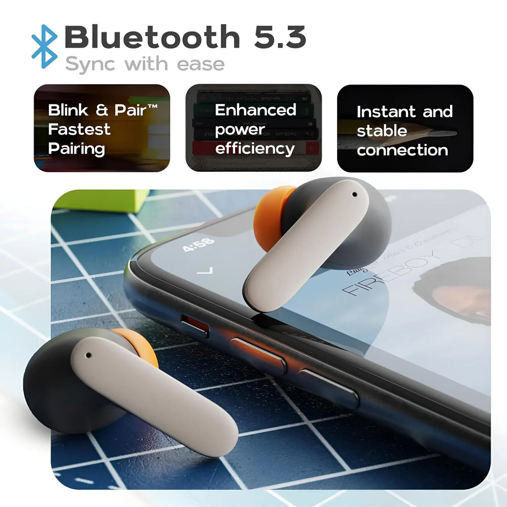 Bluetooth 5.4 TWS Earphones – Ultra-Low Latency, ENC Dual Mic, 40H Battery
