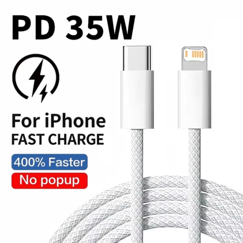 35W USB-C to Lightning Fast Charge Cable | Nylon Braided | iPhone & iPad