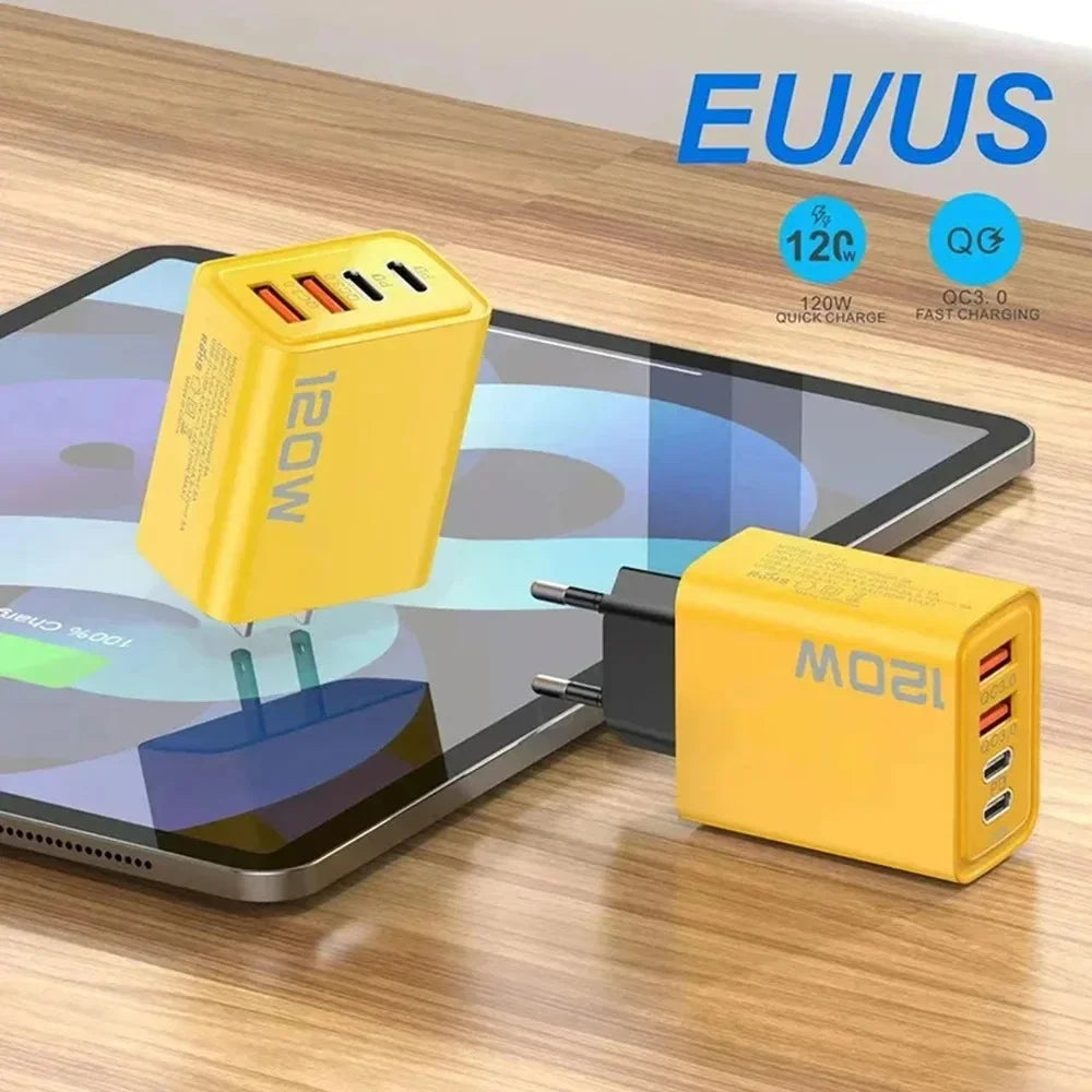 120W 4-Port USB-C Fast Charger — Charge 4 Devices at Once