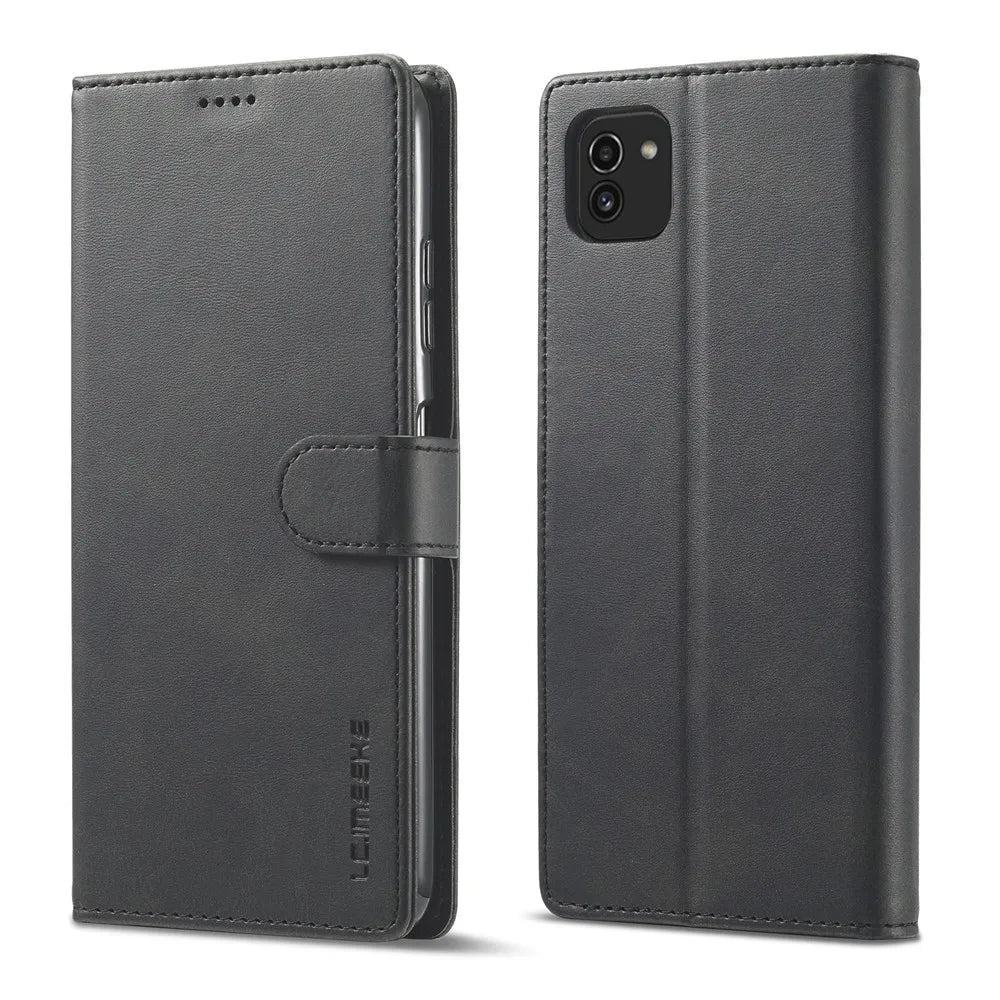 Samsung Galaxy A03 Leather Wallet Flip Case – Magnetic, Card Holder, Luxury Cover