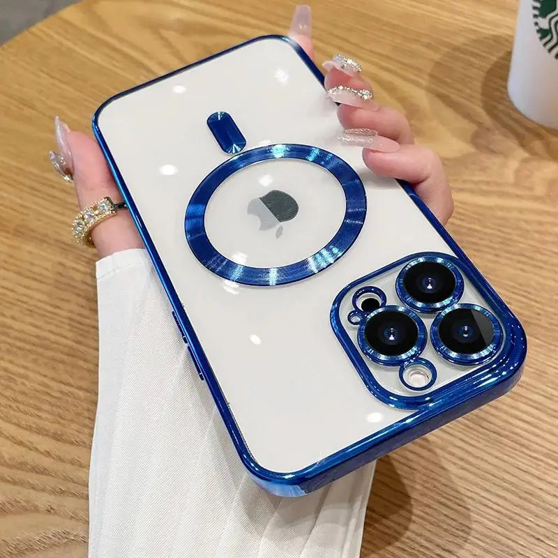 Magnetic Phone Case with Camera Lens Protector – MagSafe Compatible, Multi-Color