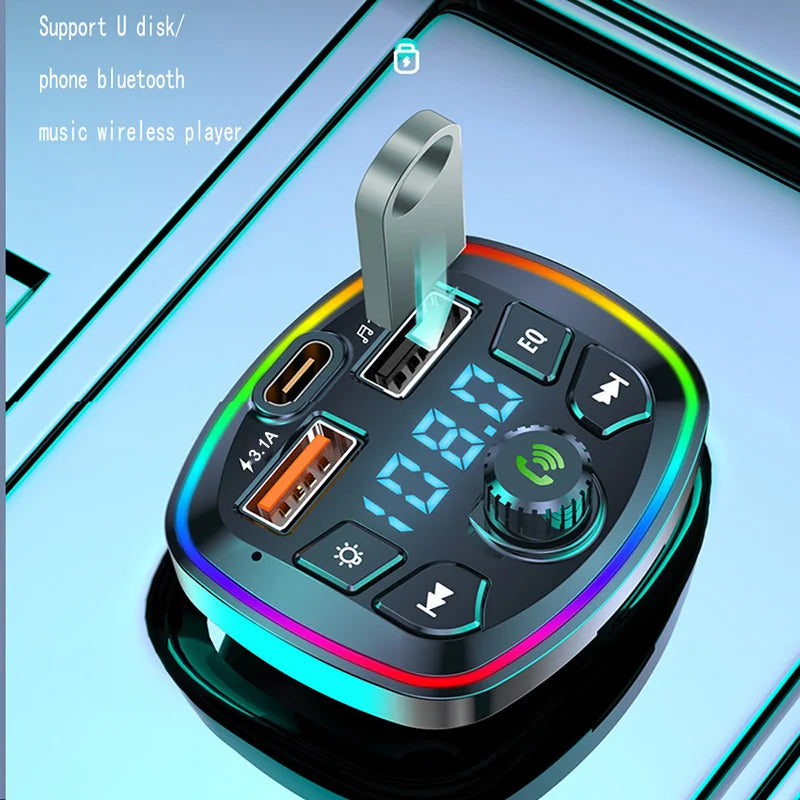 Car Bluetooth 5.0 FM Transmitter | Dual USB Fast Charger & Hands-Free Kit