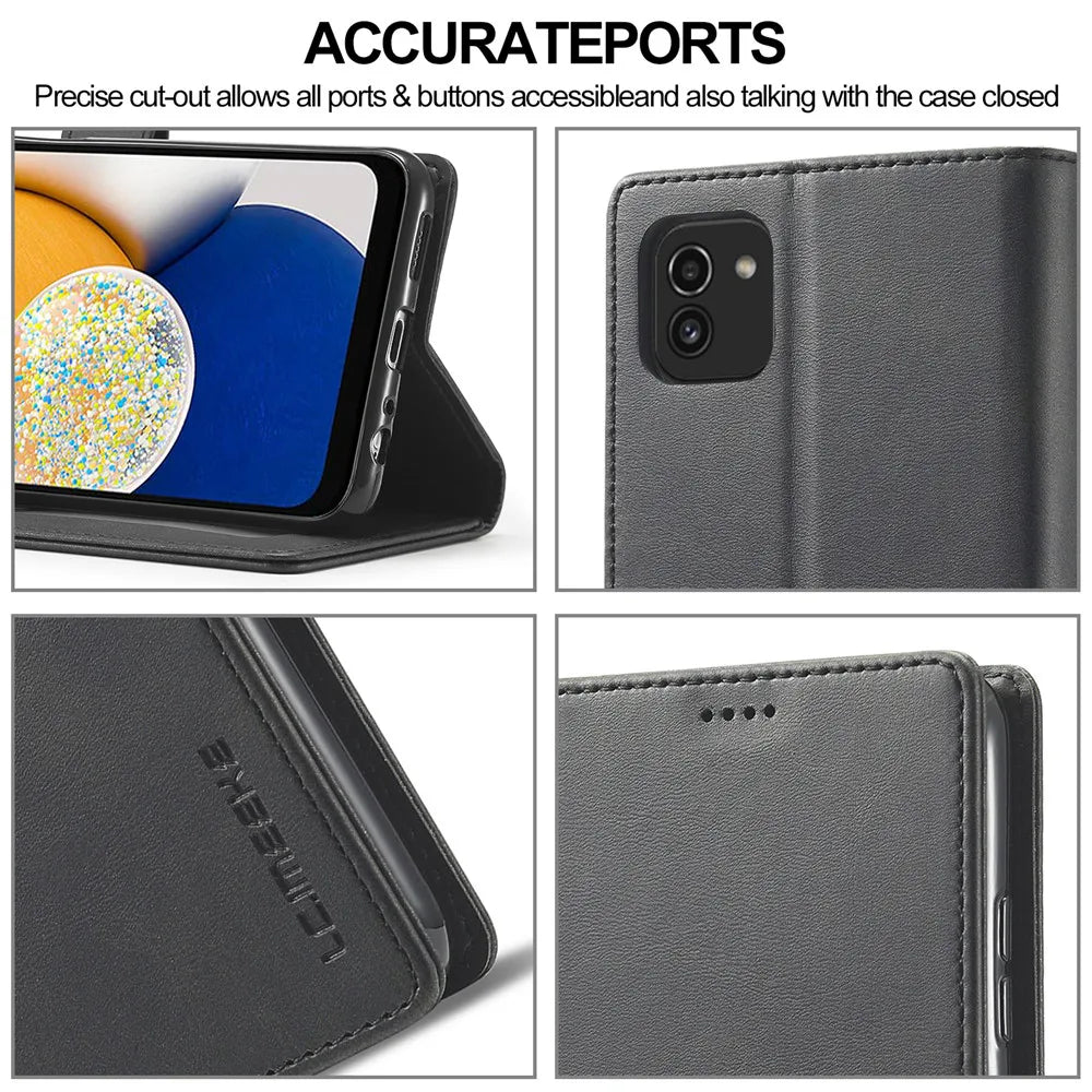 Samsung Galaxy A03 Leather Wallet Flip Case – Magnetic, Card Holder, Luxury Cover