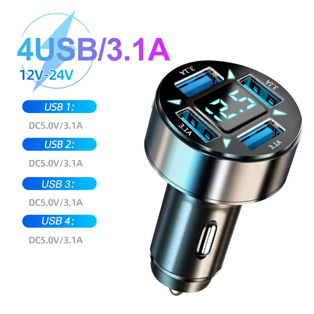 Multi-Port Fast Car Charger — USB-C PD & QC 3.0 for iPhone, Samsung & More