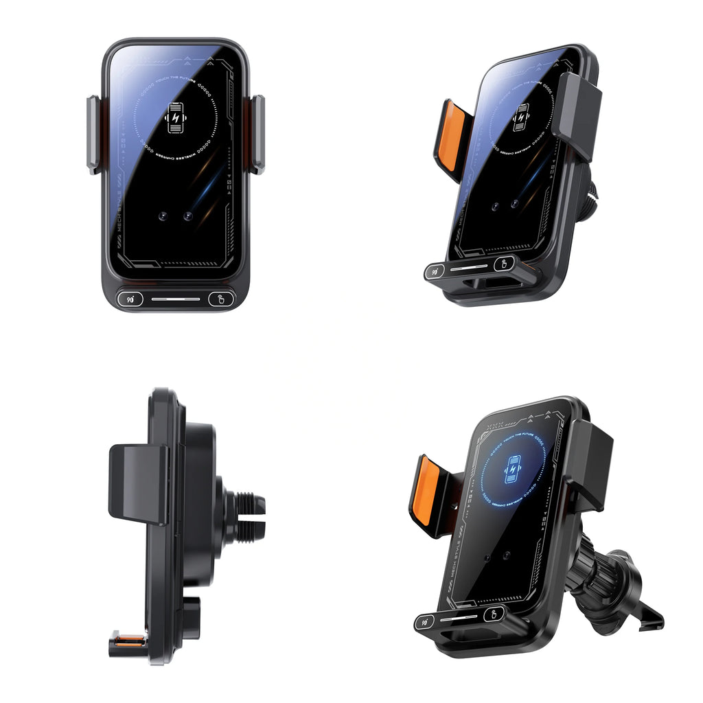 Smart Auto-Sensing Car Phone Mount — 15W Wireless Charging, One-Touch Release & 90° Rotation