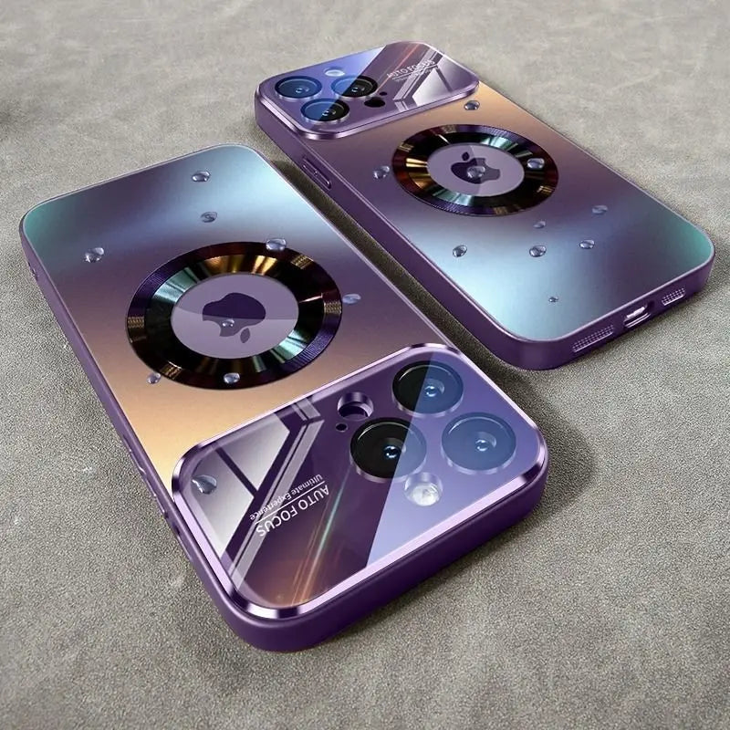Luxury MagSafe Glass Camera iPhone Case | Magnetic Wireless Charging Cover