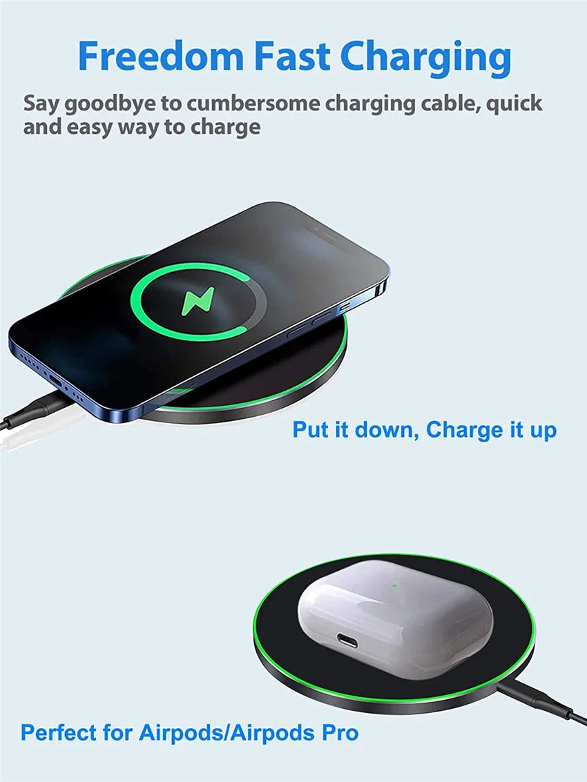 60W Fast Wireless Charging Pad — Universal, Slim & Case-Friendly