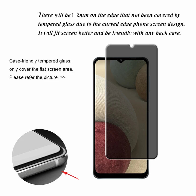 Samsung Galaxy A12 Screen Protector – 9H Tempered Glass, Anti-Spy Privacy, 4-Pack