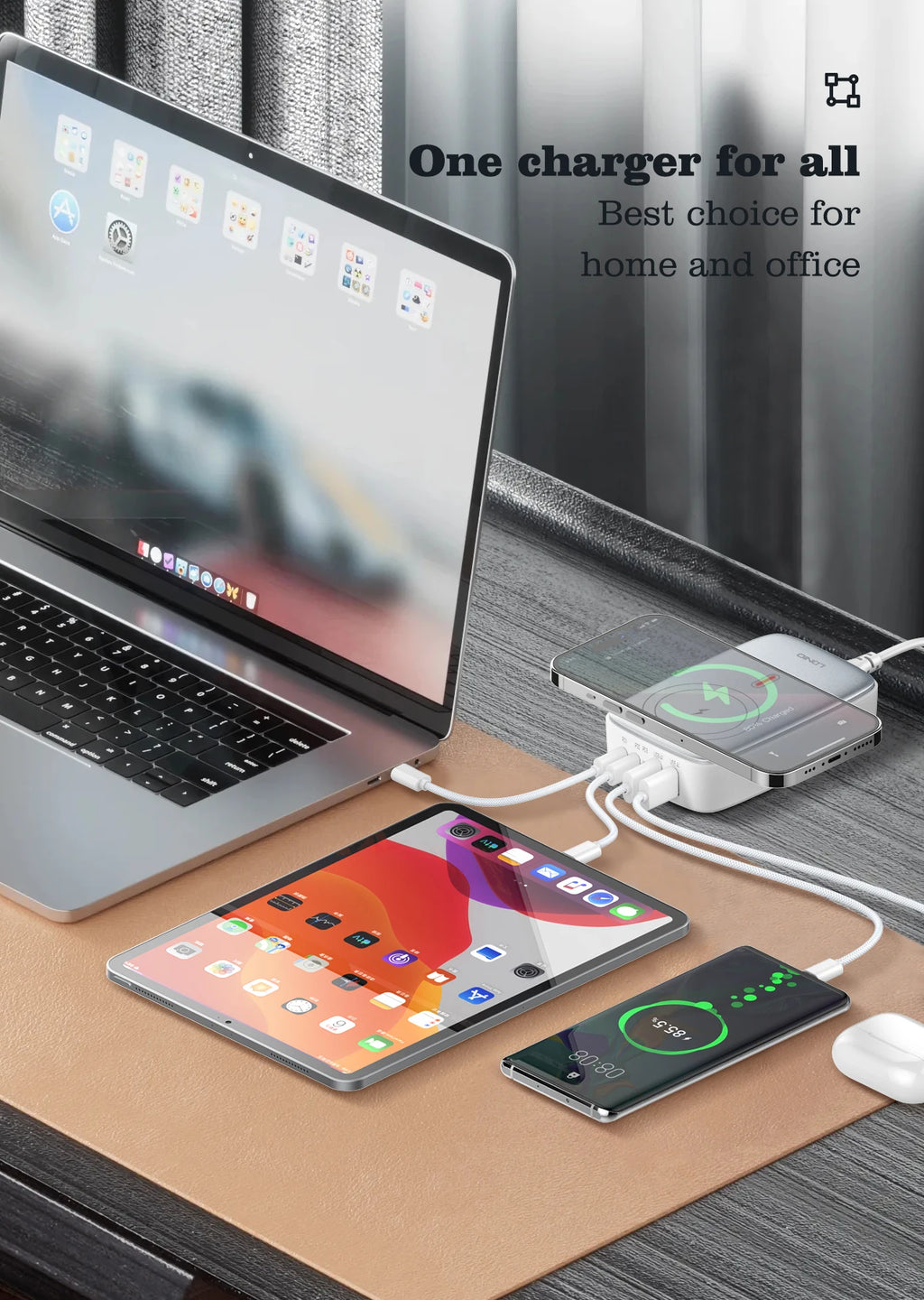 LDNIO 65W GaN 4-Port Fast Charger | USB-C & USB-A | US, UK & EU Plug