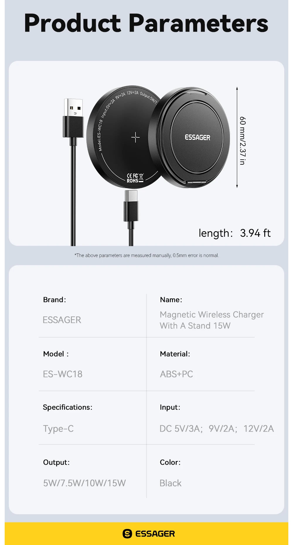 Essager 15W Magnetic Wireless Charger — iPhone 16/15/14/13 & AirPods