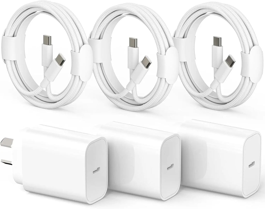 Fast Charger, 3Pack 20W Charger, USB C Charger with USB C to USB C Cable, USB C Wall Charger for iPhone 16/16 Pro/Max/15/15