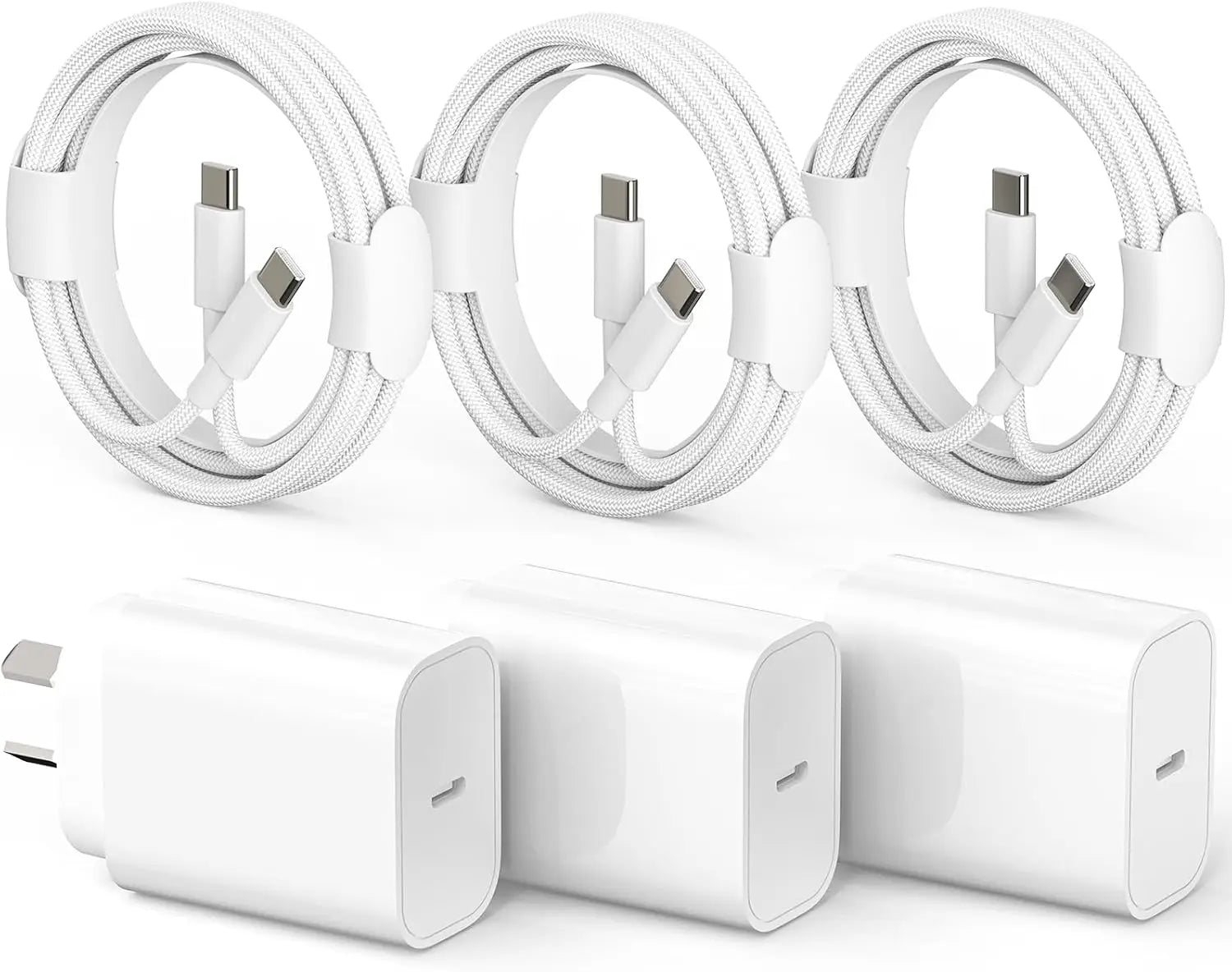 Fast Charger, 3Pack 20W Charger, USB C Charger with USB C to USB C Cable, USB C Wall Charger for iPhone 16/16 Pro/Max/15/15