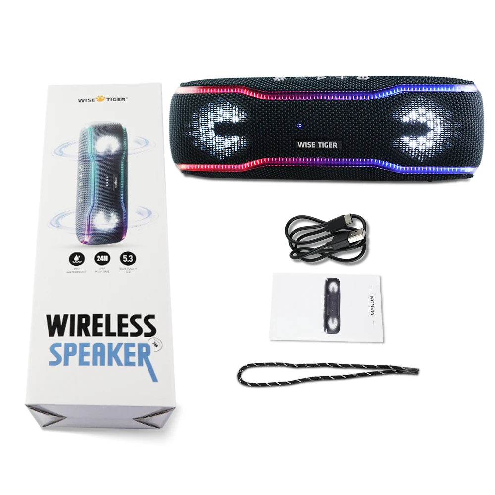 25W Portable Outdoor Bluetooth Speaker – IPX7 Waterproof, RGB Lights, 24H Playtime