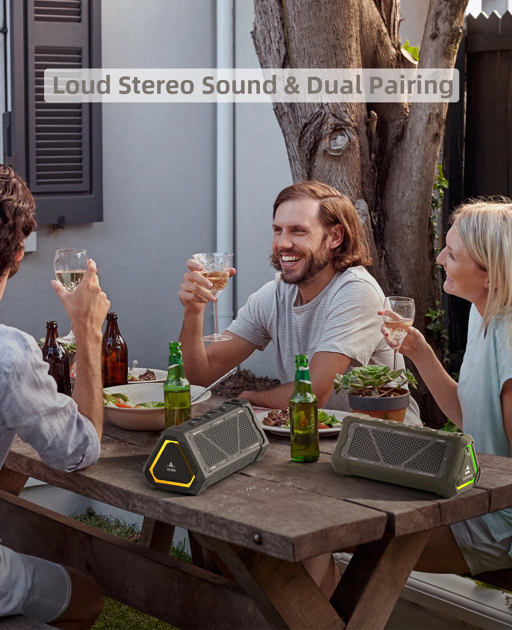40W Outdoor Bluetooth Speaker – IPX7 Waterproof, RGB Lights, TWS, Micro SD, 12H Playtime