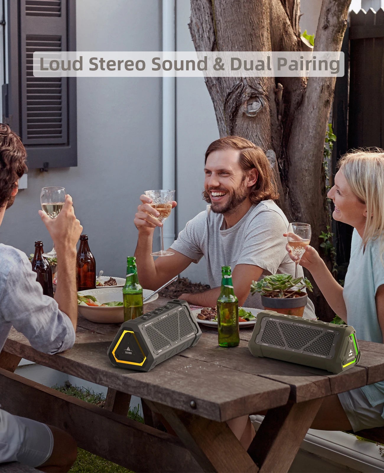 40W Outdoor Bluetooth Speaker – IPX7 Waterproof, RGB Lights, TWS, Micro SD, 12H Playtime