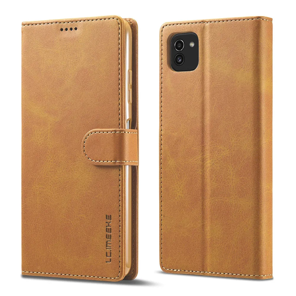 Samsung Galaxy A03 Leather Wallet Flip Case – Magnetic, Card Holder, Luxury Cover