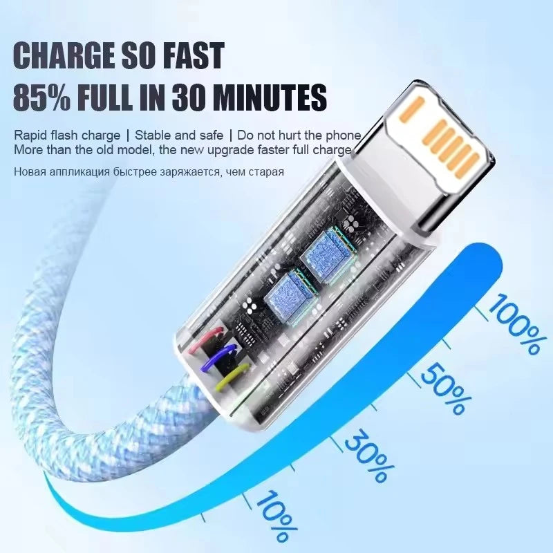 35W USB-C to Lightning Fast Charge Cable | Nylon Braided | iPhone & iPad