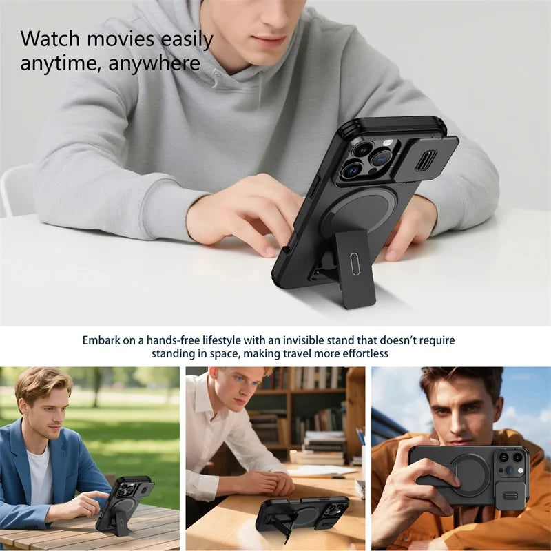 Camera Lens Protection iPhone Case with Magnetic Kickstand