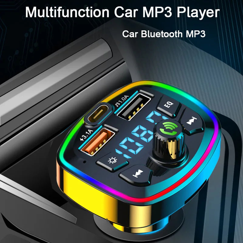 Car Bluetooth 5.0 FM Transmitter | Dual USB Fast Charger & Hands-Free Kit