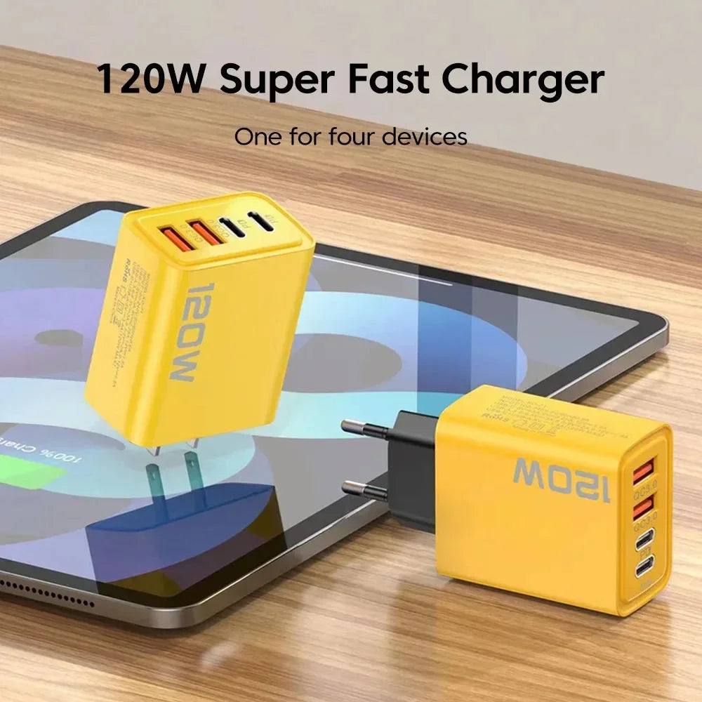 120W 4-Port USB-C Fast Charger — Charge 4 Devices at Once