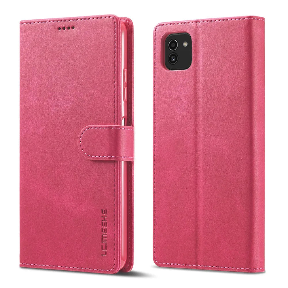 Samsung Galaxy A03 Leather Wallet Flip Case – Magnetic, Card Holder, Luxury Cover