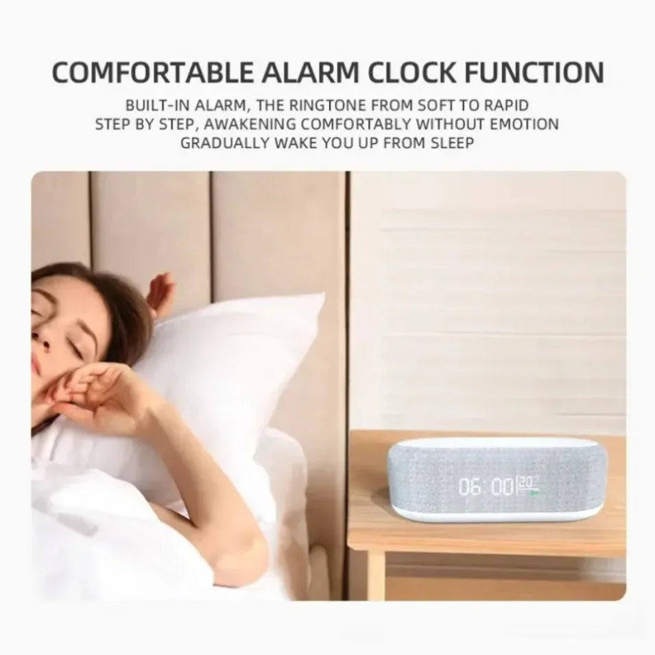 5-in-1 Wireless Charging Dock — Alarm Clock, Night Light & Thermometer