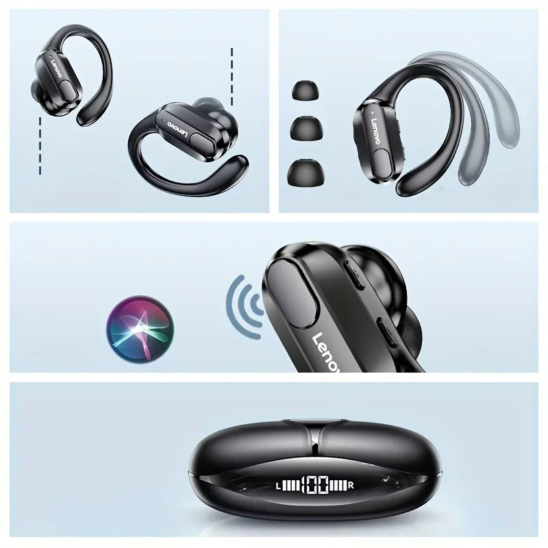 Lenovo XT80 Bluetooth 5.3 Sport Earphones – TWS Earhook, ANC, LED Display, Waterproof