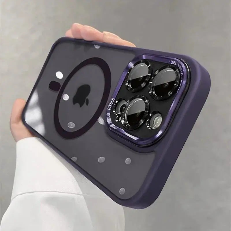 Magnetic Metal Lens Bumper Case for iPhone — Clear, Wireless Charge Compatible