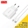 20W USB-C Fast Charger + Lightning Cable Kit | iPhone 14/13/12 | US & EU Plug