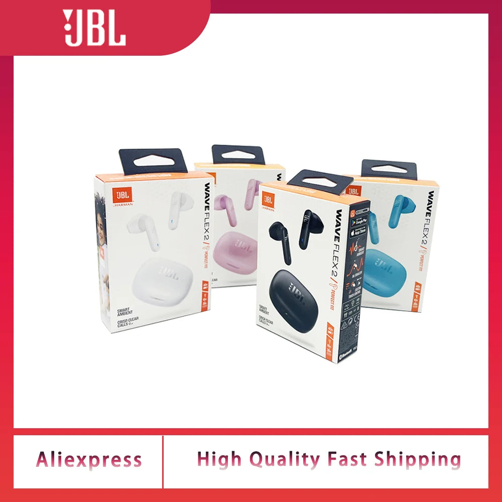 JBL Wave Flex 2 True Wireless Earbuds – Semi In-Ear, Bluetooth 5.3, Call Noise Cancelling