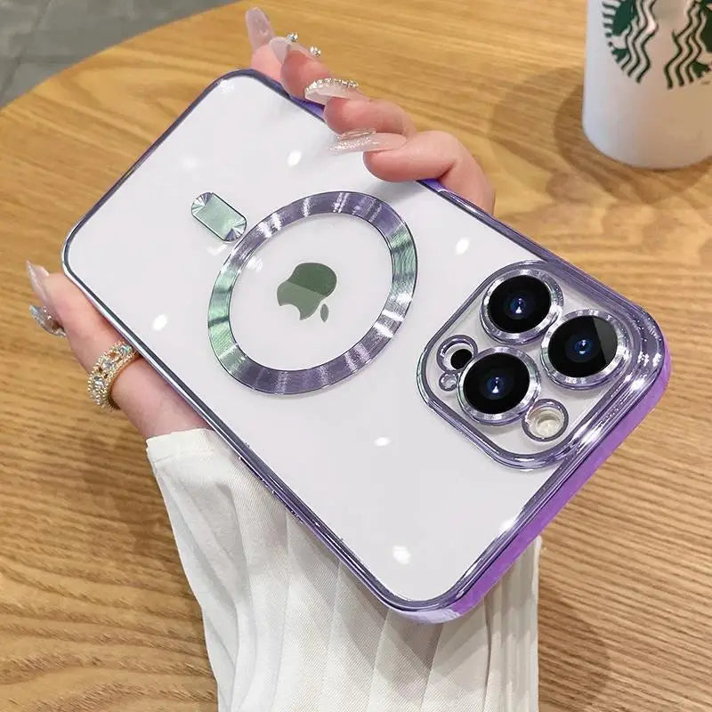 Magnetic Phone Case with Camera Lens Protector – MagSafe Compatible, Multi-Color