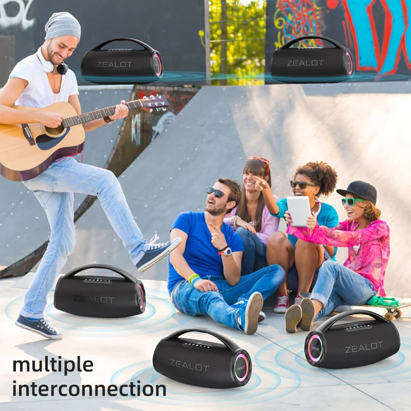 ZEALOT S97 80W Bluetooth Party Speaker — 16,000mAh, IPX6 Waterproof, RGB Lights & 360° Stereo