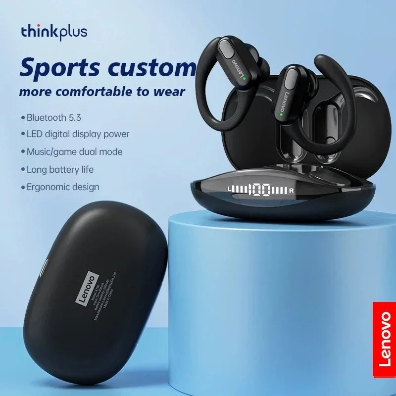 Lenovo XT80 Bluetooth 5.3 Sport Earphones – TWS Earhook, ANC, LED Display, Waterproof