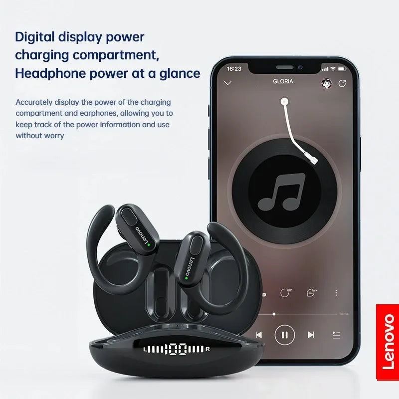 Lenovo XT80 Bluetooth 5.3 Sport Earphones – TWS Earhook, ANC, LED Display, Waterproof
